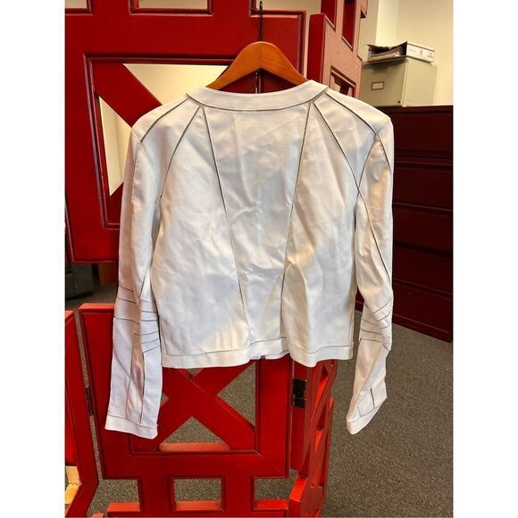 Guess White Faux Leather Delicate Pieced Zip Up Jacket sz XL NWT - Picture 10 of 10